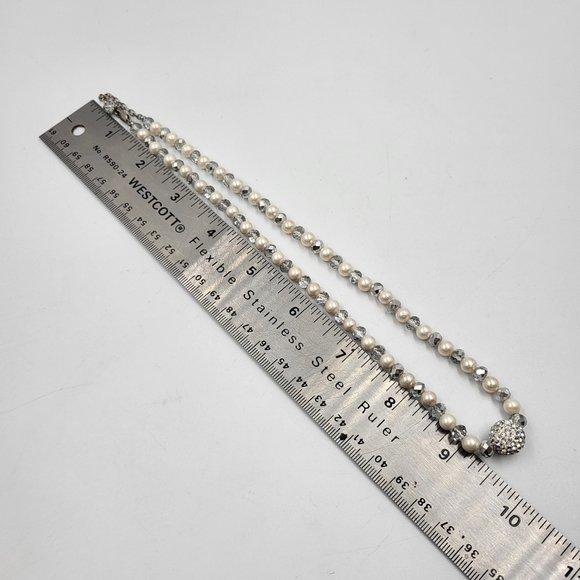 White & Silver Beads with Rhinestone Charm - Picture 8 of 8